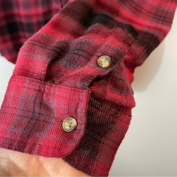 American Eagle Plaid Flannel Shirt Sm Red Boyfriend Fit Amazingly Soft Longline - Picture 8 of 12